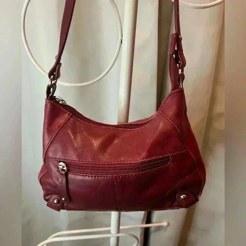 Red leather Stone Mountain Hobo Bag